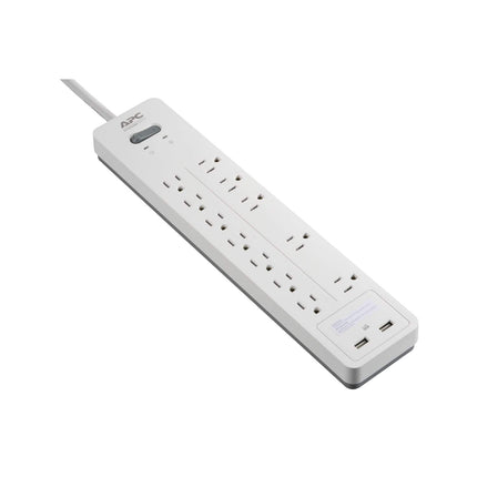 APC Surge Protector Power Strip with USB Charging Ports, PH12U2W, 2160 Joules, Flat Plug, 12 Outlets