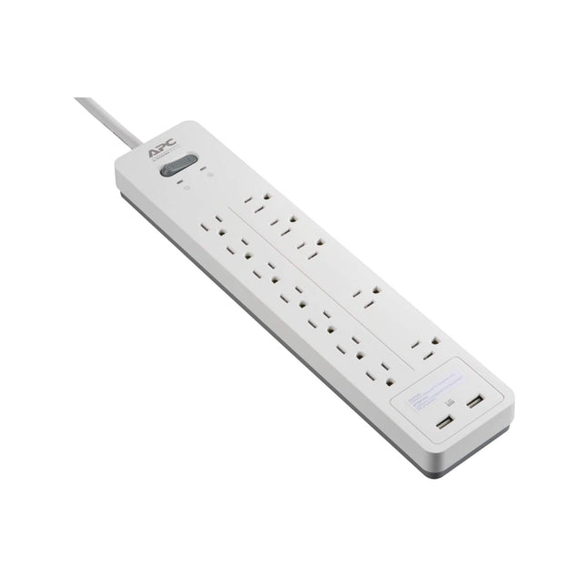 APC Surge Protector Power Strip with USB Charging Ports, PH12U2W, 2160 Joules, Flat Plug, 12 Outlets