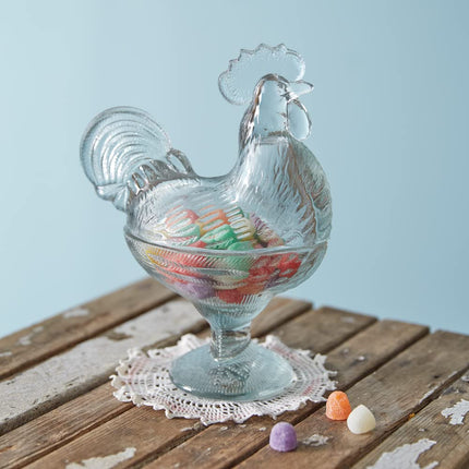 CTW Home Collection Glass Rooster Candy Dish, 9-inch Height