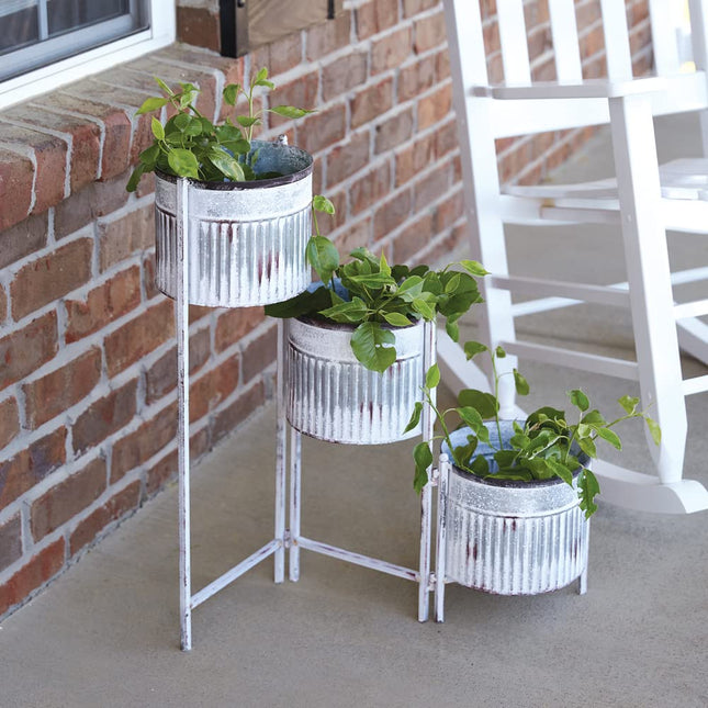 CTW Home Collection Three-Tier Folding Metal Plant Stand, 25-inch Height, Outdoor Decoration