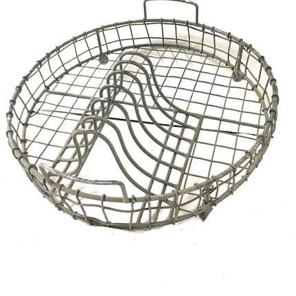 Colonial Tin Galvanized Metal Vintage Dish Rack with Utensil Holder Kitchen Supplies, 12  dia. x 4¼ T, Gray