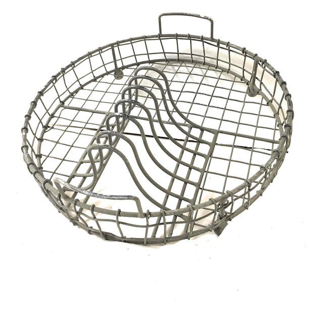 Colonial Tin Galvanized Metal Vintage Dish Rack with Utensil Holder Kitchen Supplies, 12  dia. x 4¼ T, Gray