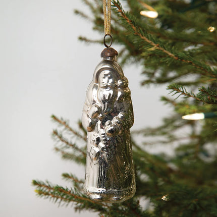 CTW Home Collection Vintage Santa Mercury Glass Ornament, 6-Inch Height, Set of 4