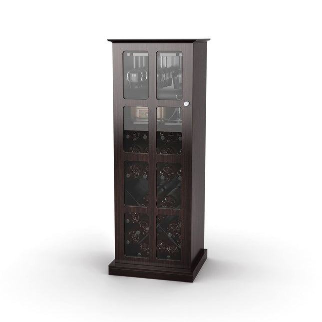 Atlantic Windowpane Wood Wine Cabinet - Store 24 Bottles of Wine, 9 Glasses, Accessory Shelf with Tempered Glass Door in Espresso PN 94835842