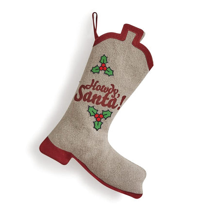 CTW Home Collection Canvas Cowboy Boot Christmas Stocking, 14.75-inch Height, Holiday Season Decoration
