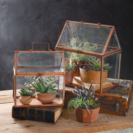Colonial Tin Works 770553 Copper Finish Terrariums, 13-inch Height, Set of 2
