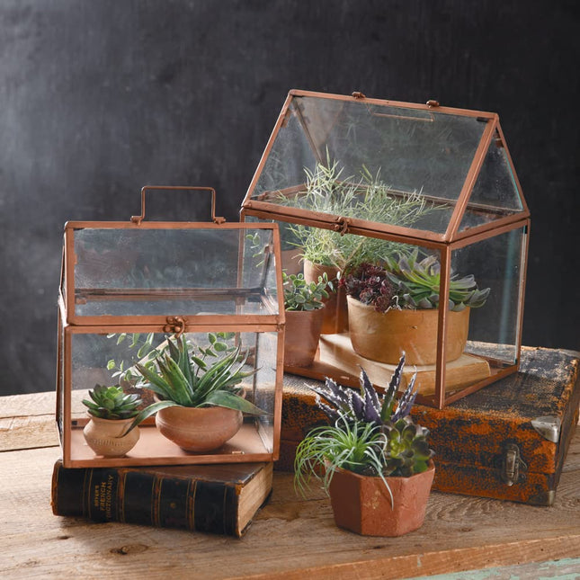 Colonial Tin Works 770553 Copper Finish Terrariums, 13-inch Height, Set of 2