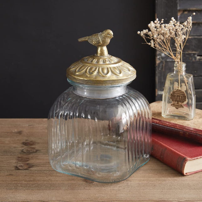 CTW 790155 Gold Bird Glass Canister, 11-inch Height