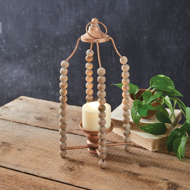 Colonial Tin Works 440181 Wood Bead Open Air Lantern, 14-inch Height