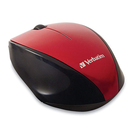 Verbatim Wireless Multi-Trac Mouse 2.4GHz with Nano Receiver - Ergonomic, Blue LED, Portable Mouse for Mac and Windows - Red