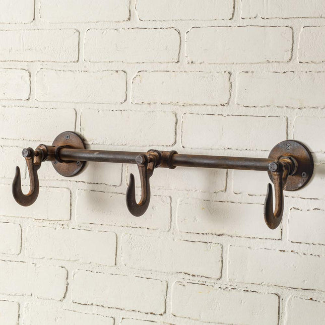 CTW Home Collection 420167 Industrial Three Hook Wall Rack, 5-Inch Height, Cast Iron (1)
