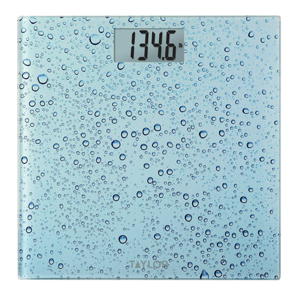 Taylor Digital Scales for Body Weight, Highly Accurate 400 LB Capacity, Auto On and Off Scale, 11.8 x 11.8 Inches, Water Drop Blue
