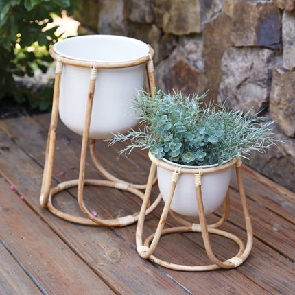 CTW 460353 Rattan Plant Stands with Pot, Set of 2