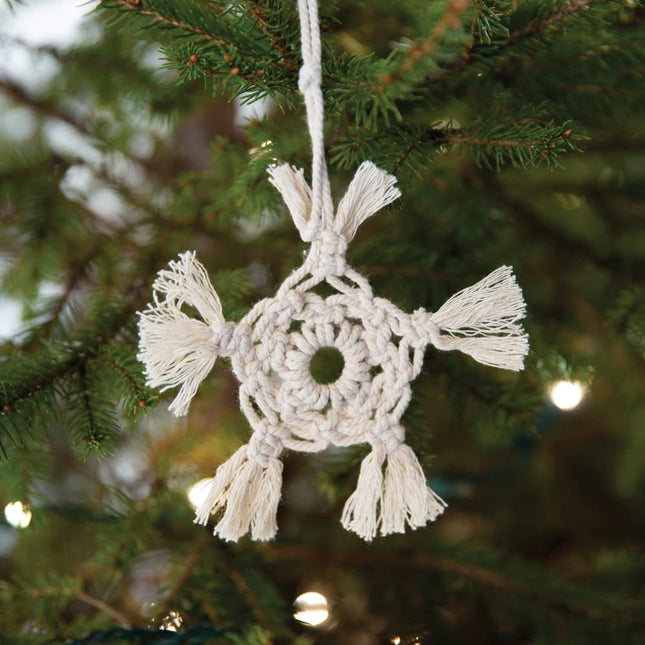 CTW Home Collection Macrame Star Ornament, 3-Inch Diameter, White, 5'' dia.