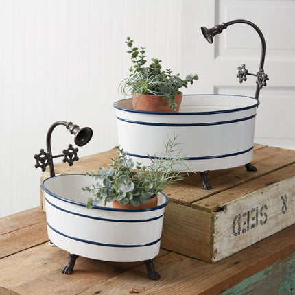 CTW Home Collection 530493 Striped Bathtub Containers, Set of 2