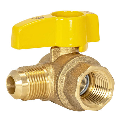 Eastman 1/2 Inch FIP x 1/2 Inch OD Angle Gas Ball Valve with 1/4-Turn Handle, Brass Plumbing Fitting, 60034
