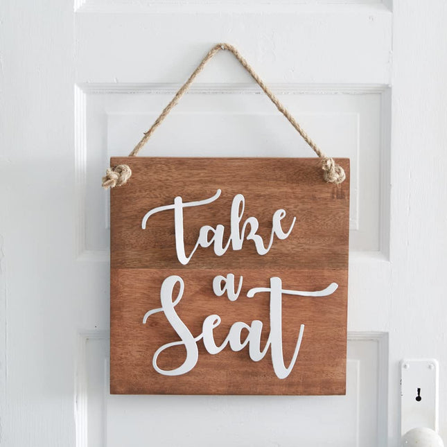 CTW Home Collection Take A Seat Wall Sign, 12-inch Height, Wood, Home, Home Décor