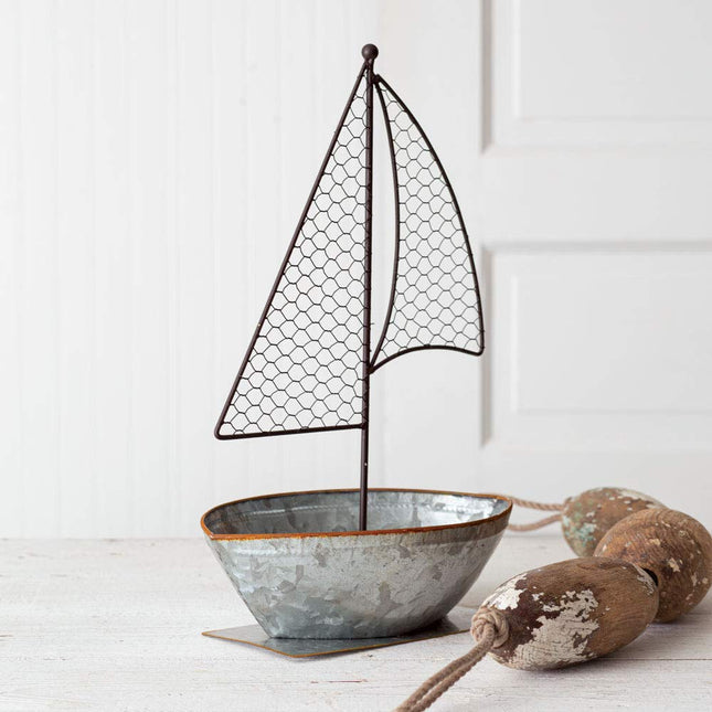CTW Home Collection 420199 Galvanized Sailboat, 15.75-inch Height