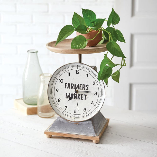Colonial Tin Works 440206 Farmers Market Decorative Scale Clock, 13.50-inch Height