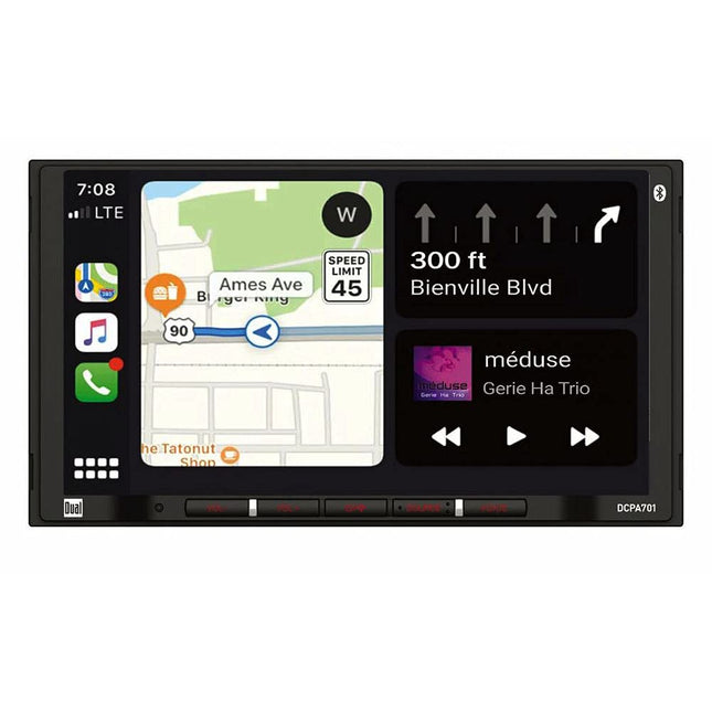 Dual DCPA701 7-Inch Double-DIN In-Dash Digital Media Receiver with Bluetooth, Android Auto, and Wired Apple CarPlay