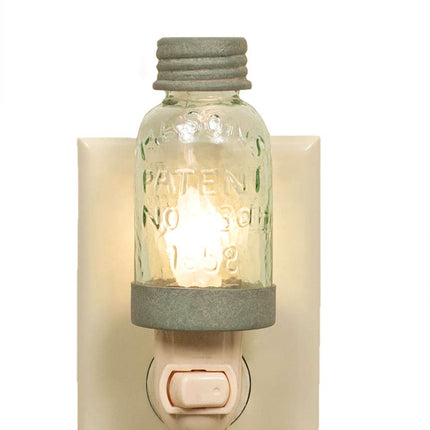 Country Rustic Mini Mason Jar Night Light in Barn Roof Color (One Pack)