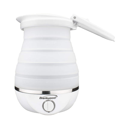 Brentwood KT-1508W Dual Voltage 120/220 Volt 0.8 Liter Collapsible-Travel Kettle, White