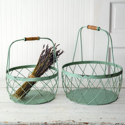 Set of Two Robins Egg Wire Baskets