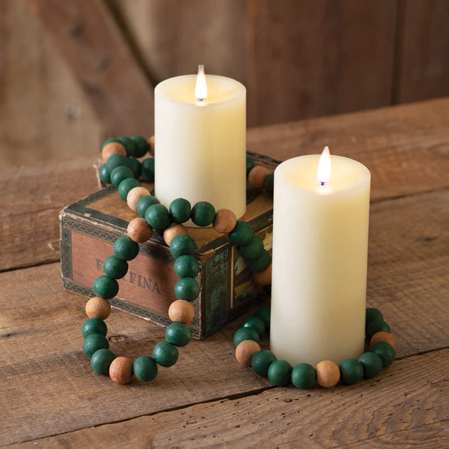 Colonial Tin Works Decorative Wood Beads, 66-inch Width, Green