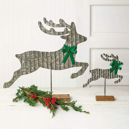 CTW 370328 Galvanized Reindeers, Set of 2, Silver