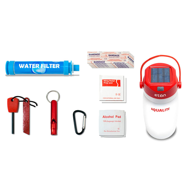 Eton Solar Powered Lantern with Integrated Water Bottle & Personal 8-Piece Emergency Survival Kit