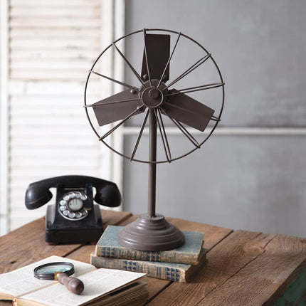 CTW Home Collection Tabletop Decorative Faux Fan Figurine, 18-inch Height, Metal, Tabletop Decoration