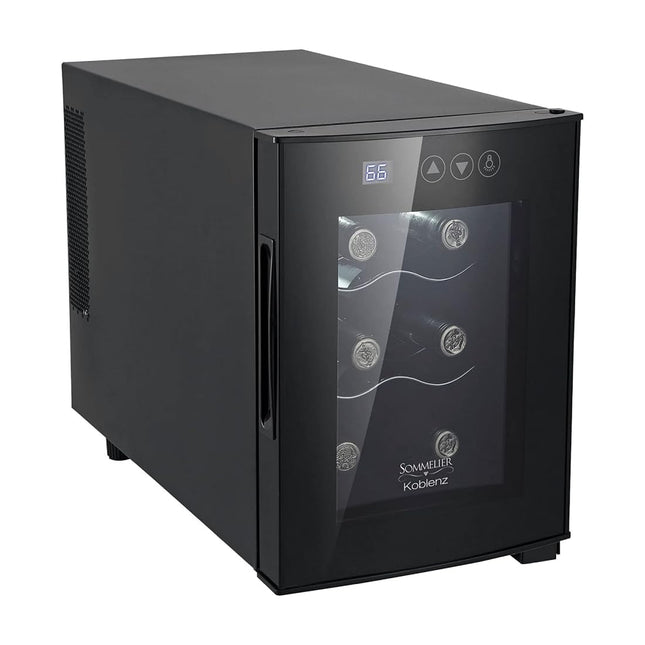 Koblenz 6-Bottle Free Standing Single Zone Fridge and Chiller Wine Cooler, One Size, Black, 750 milliliters