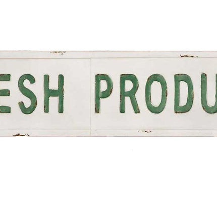 LargeRustic Country Fresh Produce Embossed Metal Wall Sign (White)