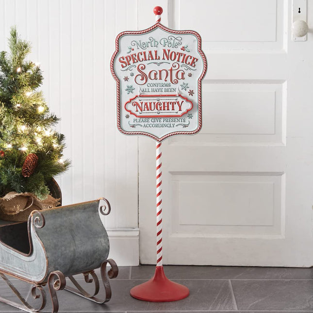 CTW Home Collection North Pole Naughty or Nice Standing Decorative Sign, 36-inch Height, Holiday Season Decoration