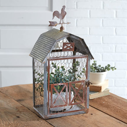 CTW Home Collection Metal Chicken Wire Tabletop Barn Plant Cover, 18-inch Height, Outdoor Decoration