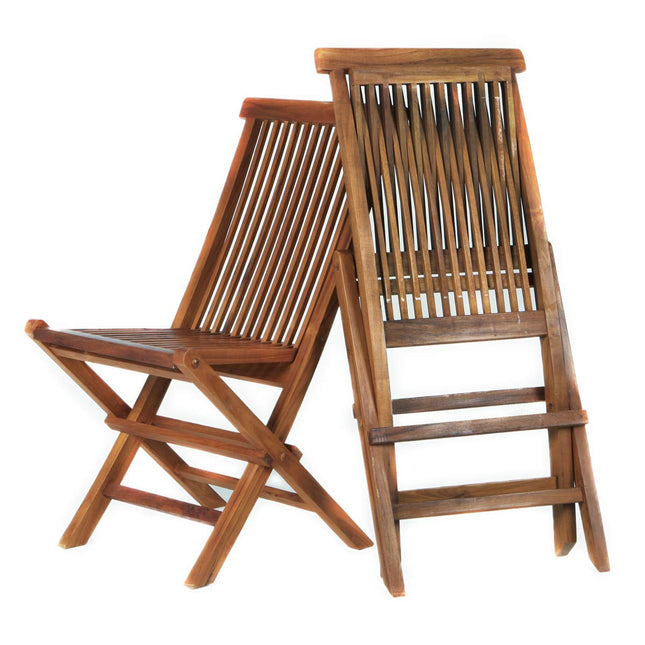 All Things Cedar TF22-2-R 2-Piece Teak Folding Chair Set with Cushions, Red