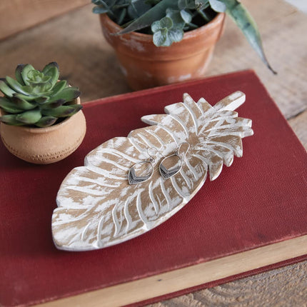 CTW Home Collection Leaf Trinket Dish, 0.5-inch Height, Wood, Home, Home Décor