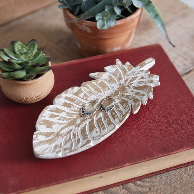 CTW Home Collection Leaf Trinket Dish, 0.5-inch Height, Wood, Home, Home Décor