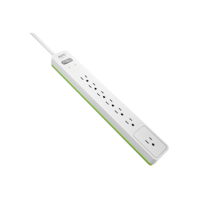 APC Power Strip Surge Protector, APC PE76W, 1440 Joule, Flat Plug, 7 Outlet Strip