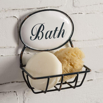 CTW Home Collection Soap Holder, 4.75  Width x 3  Depth x 5.5  Tall, Cream, Black