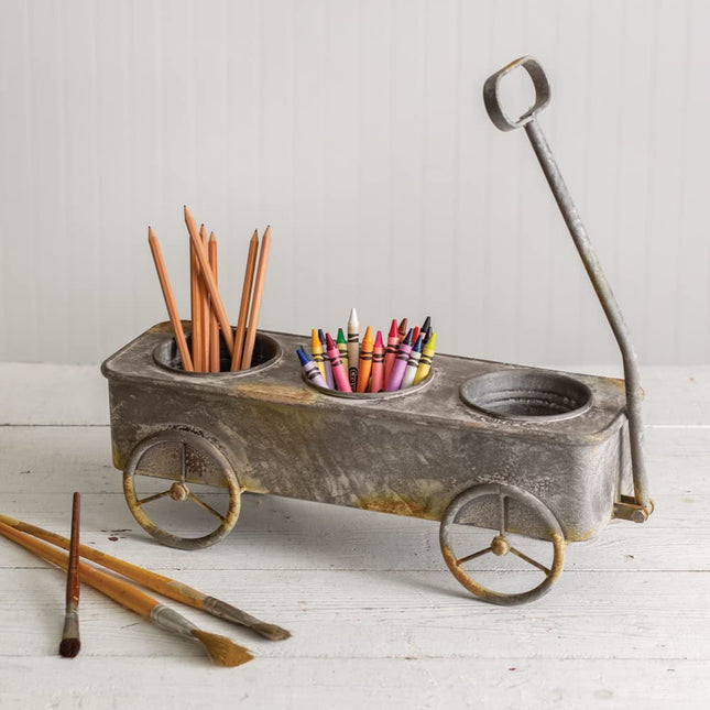 Colonial Tin Works Divided Rusty Wagon Planter, 15.50-inch Width