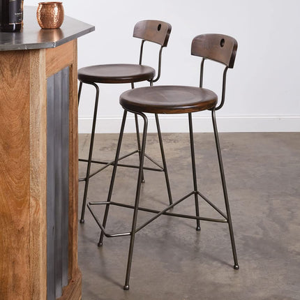 Colonial Tin Works Industrial Farmhouse Bar Stool, 39-inch Height
