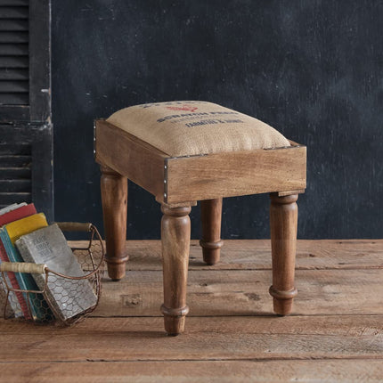 CTW Home Collection Grain Sack Footstool, 14.5-inch Height, Wooden Crates, Home, Home Décor
