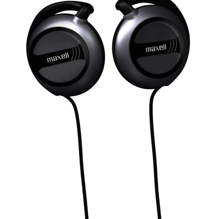 Maxell EC-150 Wired Lightweight Soft Touch Rubber Cord Stereo Line Ear Clips 30mm Drivers, Black (190561)