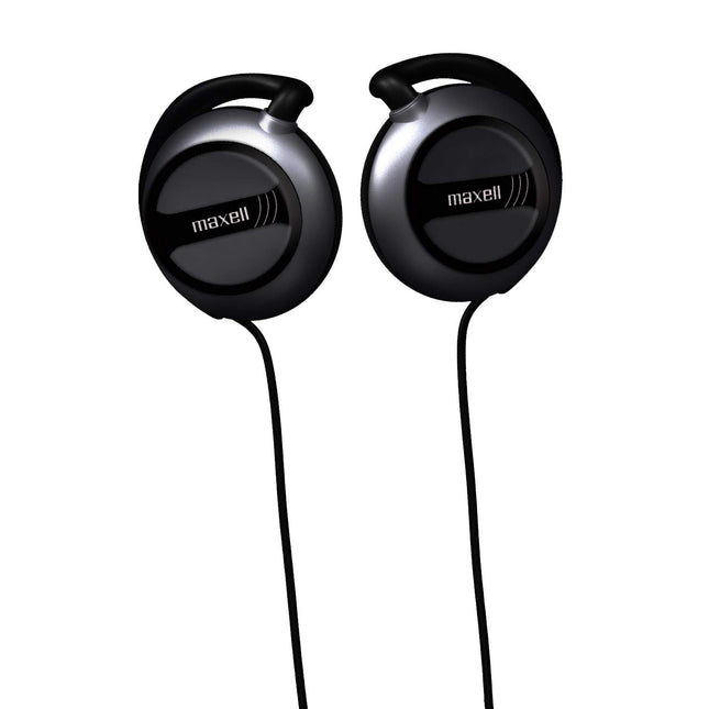 Maxell EC-150 Wired Lightweight Soft Touch Rubber Cord Stereo Line Ear Clips 30mm Drivers, Black (190561)