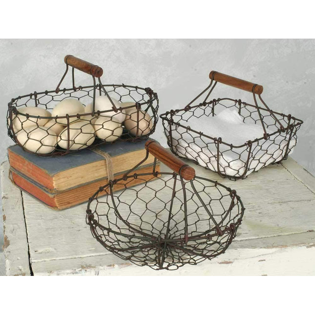 Chicken Wire Baskets in Rust Finish Set of Three