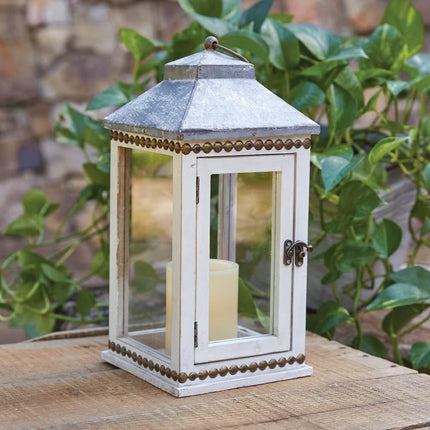 Colonial Tin Works 440182 Cottage Wood and Metal Lantern, 13.50-inch Height