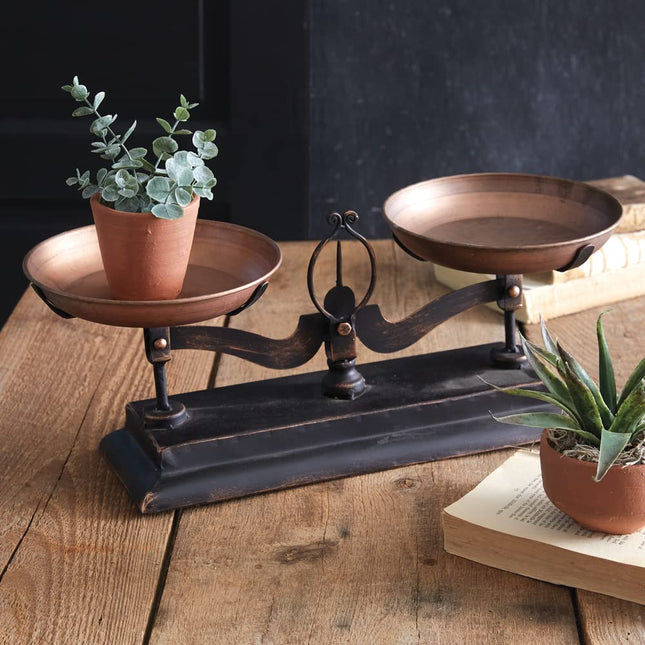 CTW Home Collection Decorative Copper Balance Scale, 7-inch Height, Metal, Vintage Inspired, Home Décor Accent