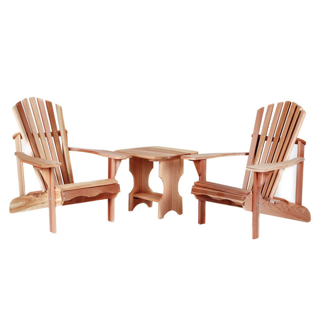 All Things Cedar ST24-Set Adirondack 3-Piece Cedar Chair and Table Set