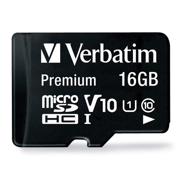 Verbatim 44082 16GB Premium microSDHC Memory Card with Adapter, UHS-I V10 U1 Class 10, Black